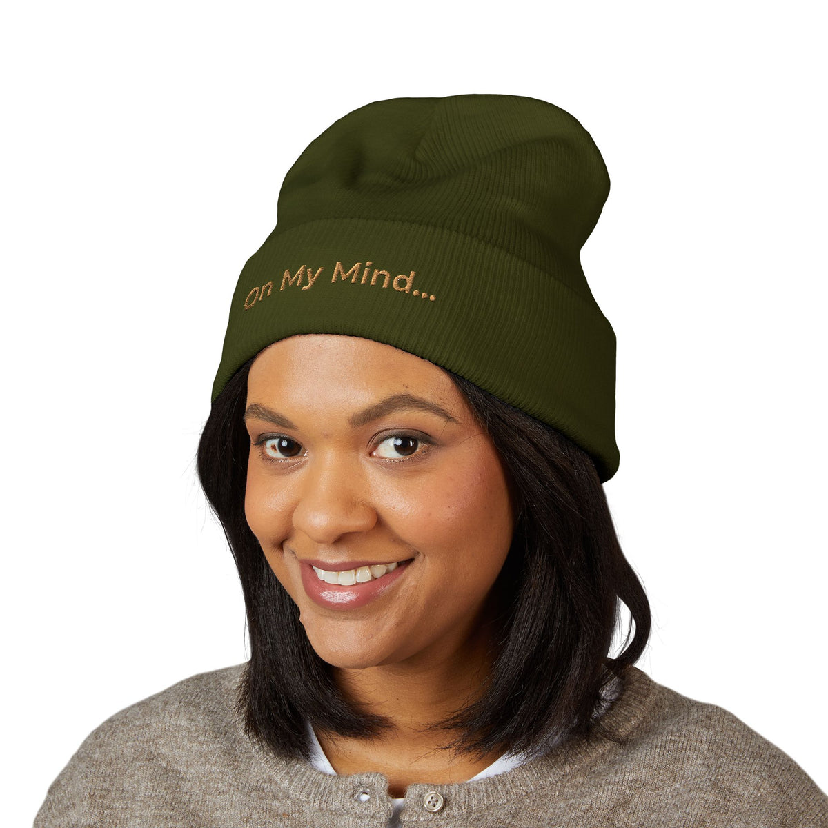 On My Mind… Embroidered Cuffed Beanie | 001 Unspoken