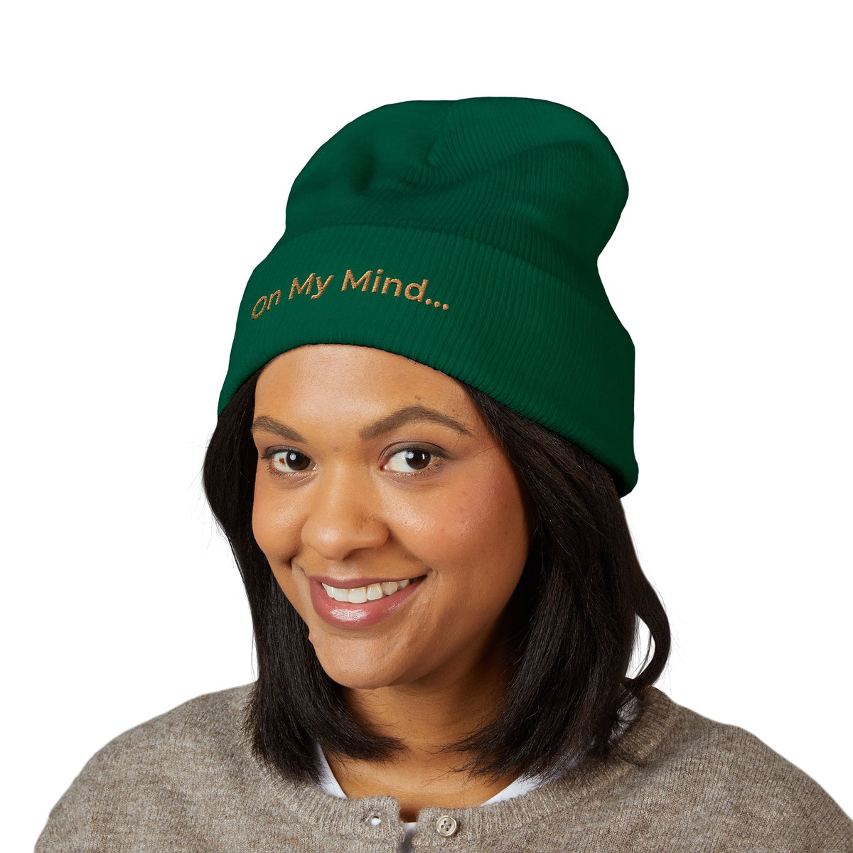 On My Mind… Embroidered Cuffed Beanie | 001 Unspoken